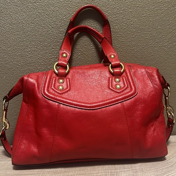 Beautiful Red Authentic Coach Purse with Hidden Long Strap and Short Strap - Picture 2 of 14